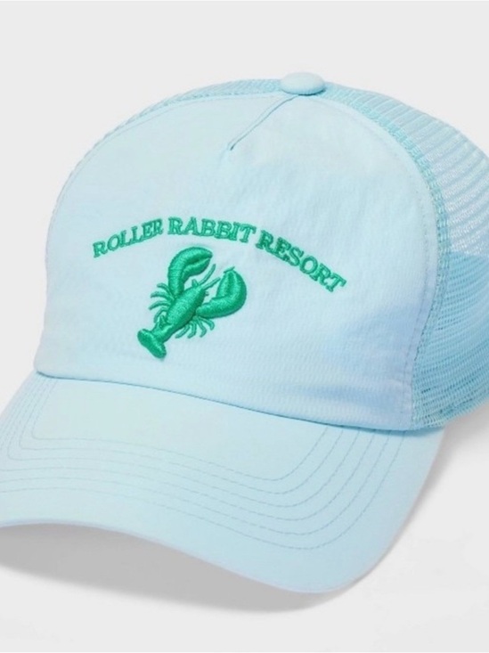 Roller Rabbit Accessories - Roller Rabbit Light Blue Mesh Trucker Hat with Pink Lobster Patch
